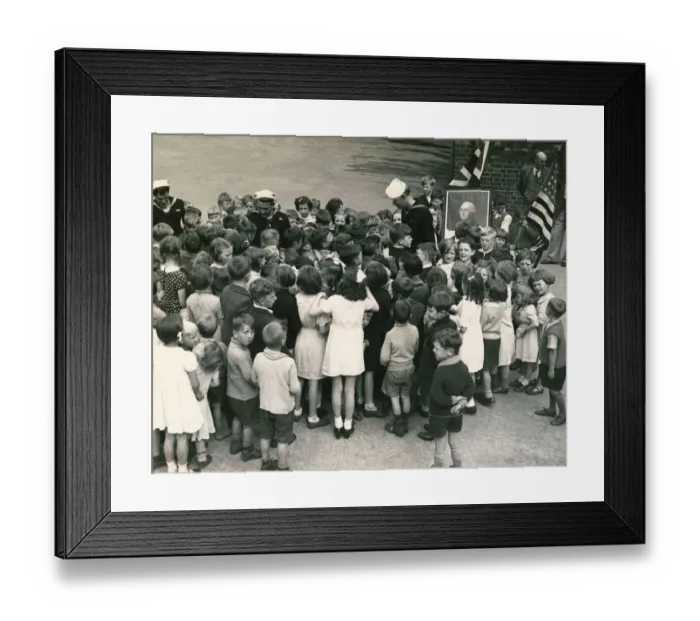 Framed Print : American sailors visit Washington Co Durham England home of George Washington family