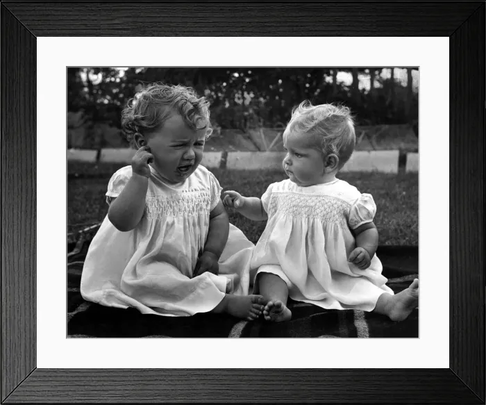 Framed Print : Two babies aged 9 months and 15 months from Egerton In Kent Framed Print : Two babies aged 9 months and 15 months from Egerton In Kent