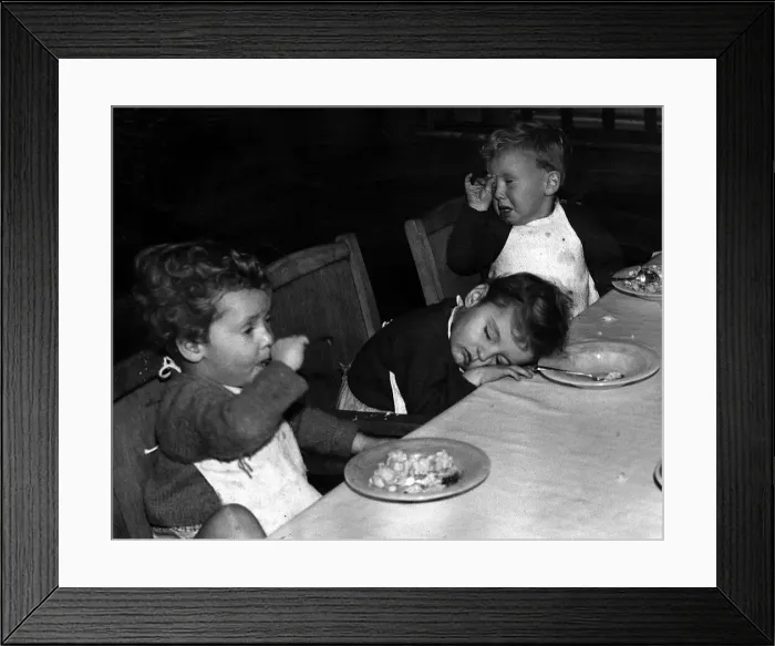Framed Print : Children Nursery November 1949 - Jimmy Betts (2) had just finished his dinner Framed Print : Children Nursery November 1949 - Jimmy Betts (2) had just finished his dinner