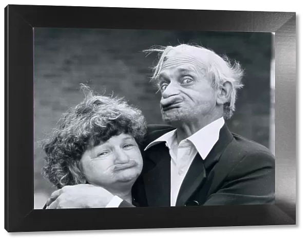 Meville Taylor gurning with his long lost sister Joan Priddle March 1980