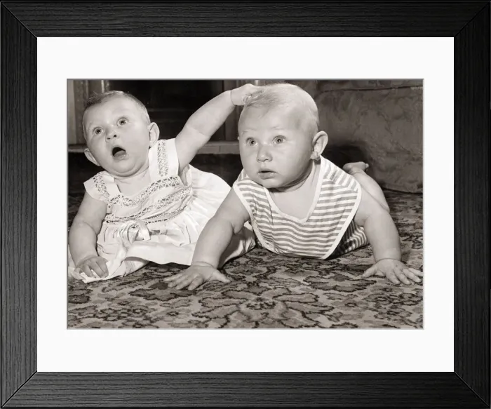 Framed Print : Two babies, circa 1940