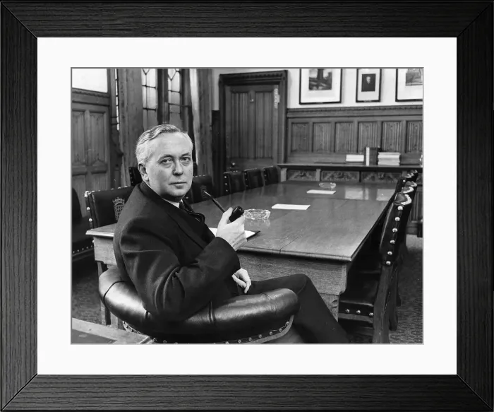 Framed Print : Harold Wilson sits at the head of the table in the leader of the oppositions room Framed Print : Harold Wilson sits at the head of the table in the leader of the oppositions room
