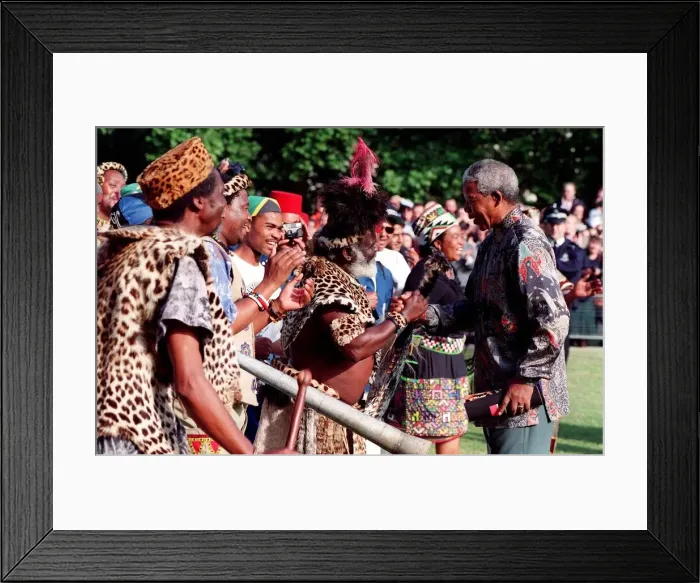 Framed Print : President Nelson Mandela seen here being greeted in St James Park on the second of his Framed Print : President Nelson Mandela seen here being greeted in St James Park on the second of his