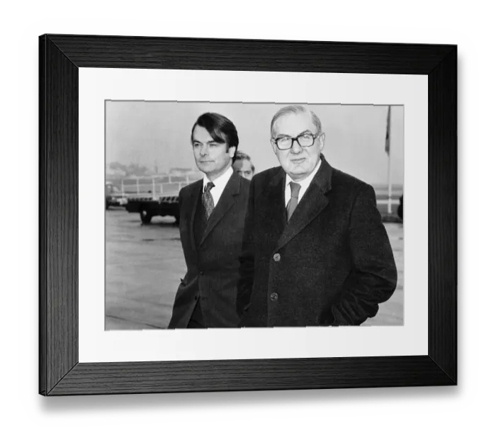 Framed Print : James Callaghan with Dr David Owen standing by the sea 1980