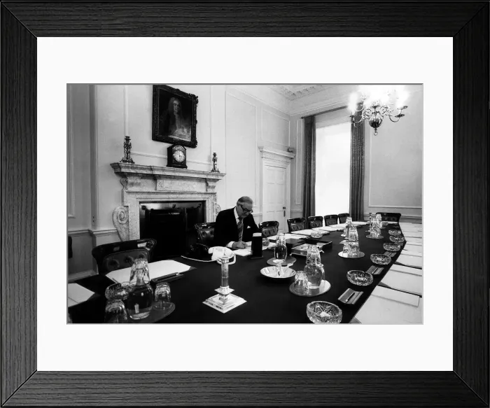 Framed Print : James Callaghan Labour Prime Minister in the Cabinet Room at 10 Downing Street 1979