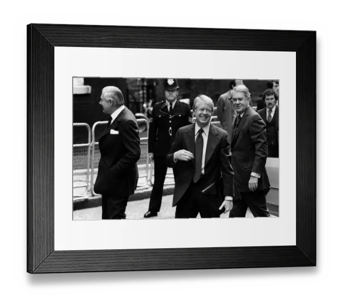 Framed Print : Prime Minister James Callaghan, May 1977, meets Jimmy Carter at the the Summit of Seven