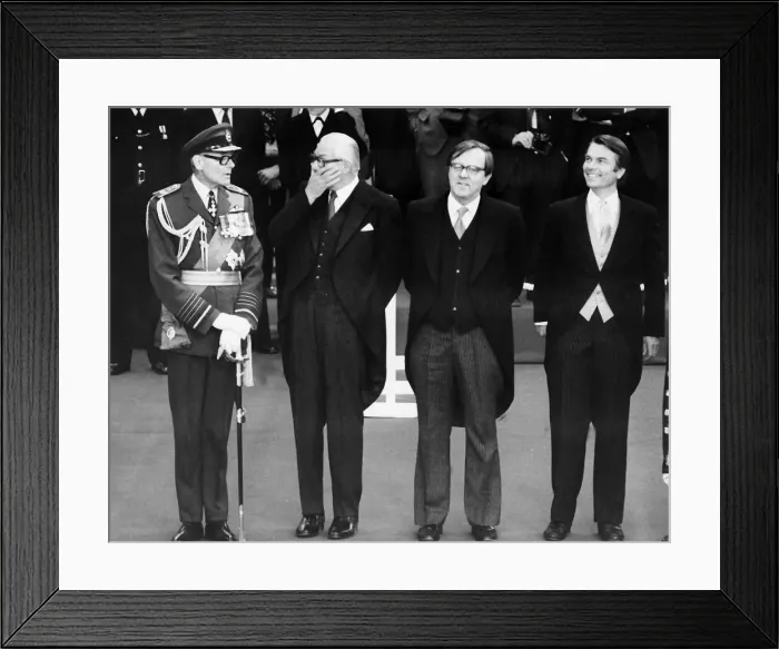 Framed Print : Members of Cabinet wait at Victoria Station 1978 for arrival of Romanian President Framed Print : Members of Cabinet wait at Victoria Station 1978 for arrival of Romanian President