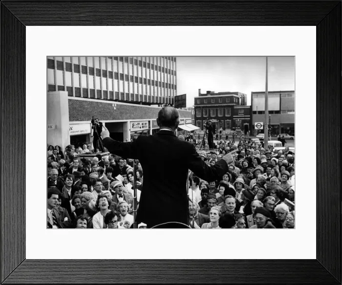 Framed Print : Sir Alec Douglas Home addressing crowd at Wembley South September 1964