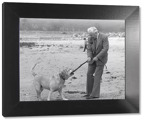 Harold Wilson former Prime Minister on holiday in the Scilly Isles 1976