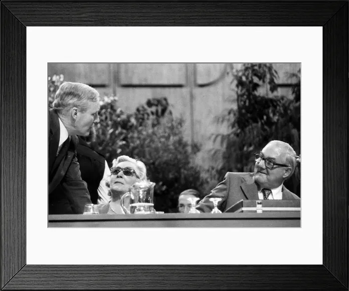 Framed Print : James Callaghan former Prime Minister listening to Tony Benn at the Labour Party Framed Print : James Callaghan former Prime Minister listening to Tony Benn at the Labour Party