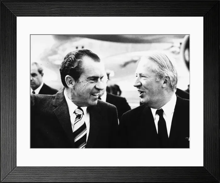 Framed Print : Prime Minister Edward Heath October 1970 in friendly conversation with President Framed Print : Prime Minister Edward Heath October 1970 in friendly conversation with President
