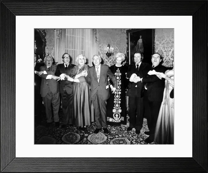 Framed Print : Lady Falkender Ex-Secretary of Harold Wilson at Harold Wilsons Party with celebrities Framed Print : Lady Falkender Ex-Secretary of Harold Wilson at Harold Wilsons Party with celebrities