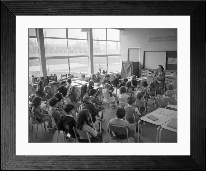 Framed Print : Schoolchildren in a school classroom at Susan Lawrence school. April 1951 Framed Print : Schoolchildren in a school classroom at Susan Lawrence school. April 1951