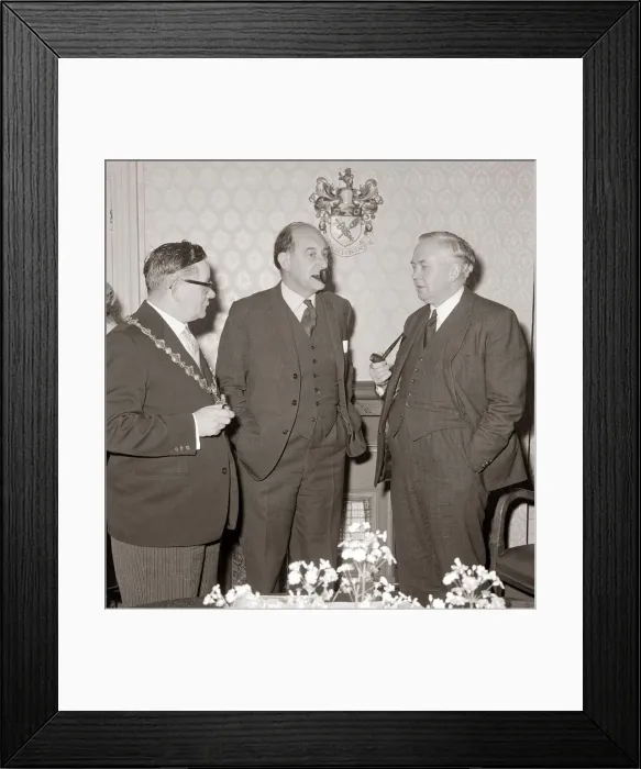 Framed Print : Patrick Gordon Walker (centre) January 1964 with Harold Wilson PM right