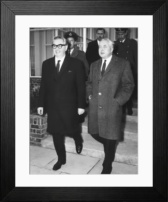 Framed Print : Harold Wilson Prime Minbister and George Brown at Heathrow before flying to Luxembourg Framed Print : Harold Wilson Prime Minbister and George Brown at Heathrow before flying to Luxembourg