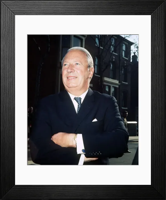 Framed Print : Conservative Prime Minister Edward Heath standing with arms folded outside 10 Downing Framed Print : Conservative Prime Minister Edward Heath standing with arms folded outside 10 Downing