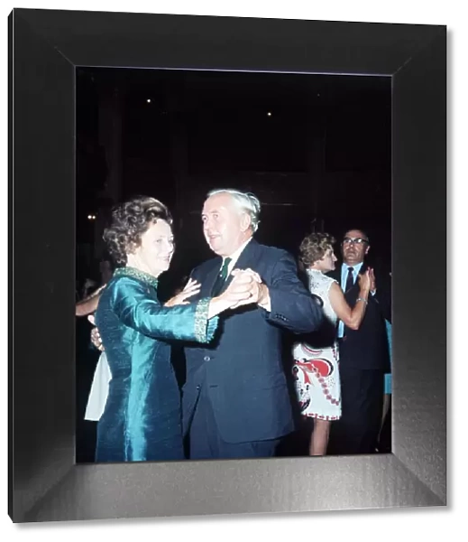Harold Wilson and wife Mary dancing at a end of conference party