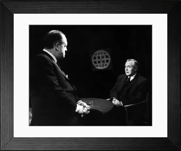 Framed Print : Harold Wilson the Prime Minister talking to Richard Dimbleby just before his TV interview Framed Print : Harold Wilson the Prime Minister talking to Richard Dimbleby just before his TV interview