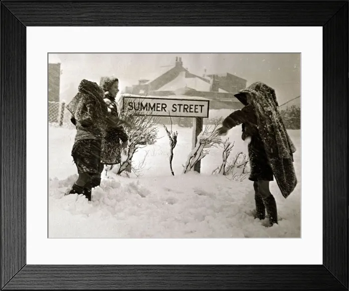 Framed Print : Children playing in the snow - December 1950