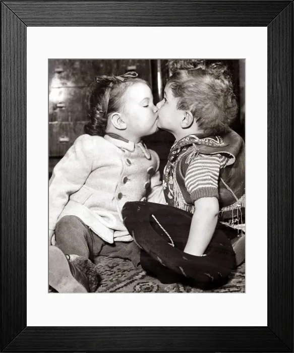 Framed Print : Kids kissing, circa 1950 Framed Print : Kids kissing, circa 1950