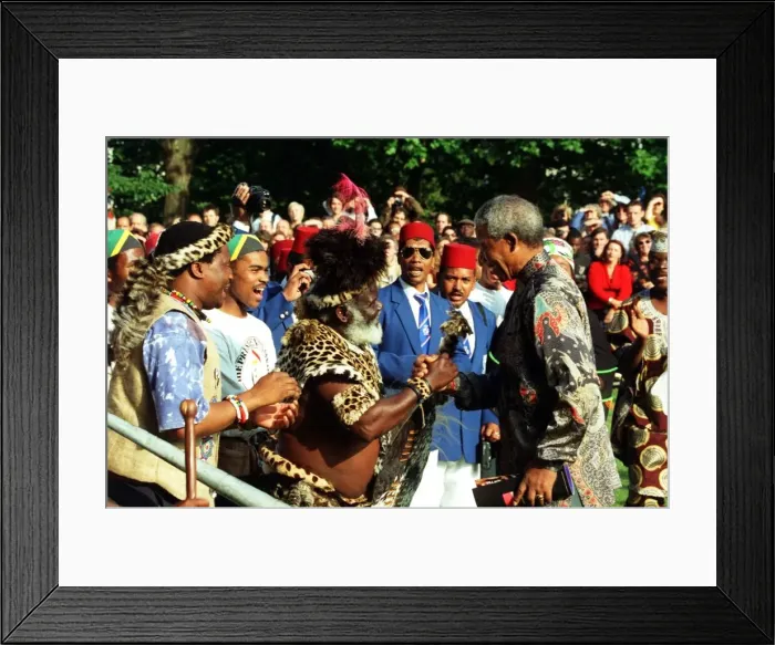 Framed Print : President Nelson Mandela seen here being greeted in St James Park on the second of his Framed Print : President Nelson Mandela seen here being greeted in St James Park on the second of his