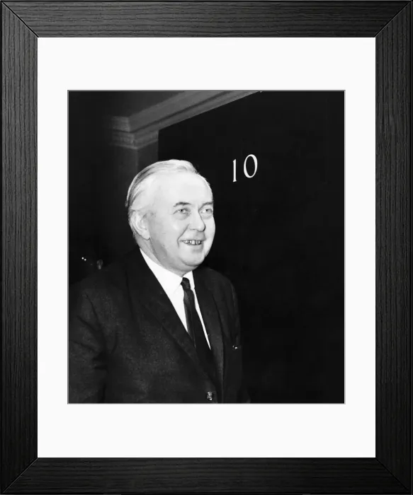 Framed Print : Harold Wilson Prime Minister standing outside number 10 Downing Street Framed Print : Harold Wilson Prime Minister standing outside number 10 Downing Street