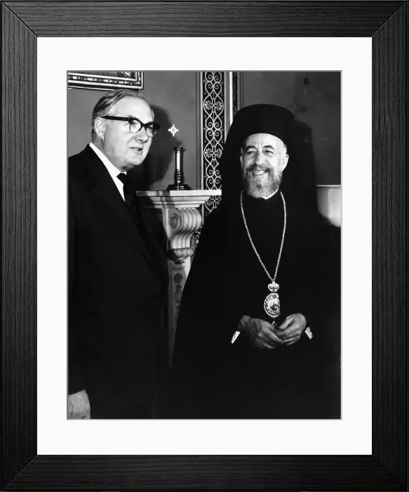 Framed Print : James Callaghan Labour MP meeting Archbishop Makarios