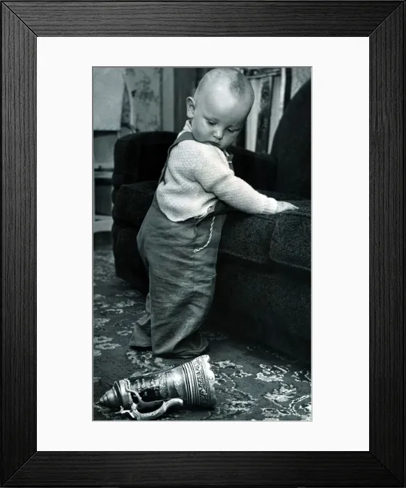 Framed Print : Life is full of surprises for a twelve month old - Robert. 1954 Framed Print : Life is full of surprises for a twelve month old - Robert. 1954