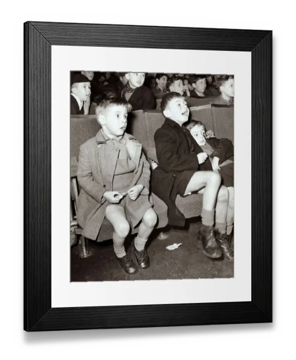 Framed Print : Boys watchh the western at the Saturday morning cinema club, circa 1950 Framed Print : Boys watchh the western at the Saturday morning cinema club, circa 1950