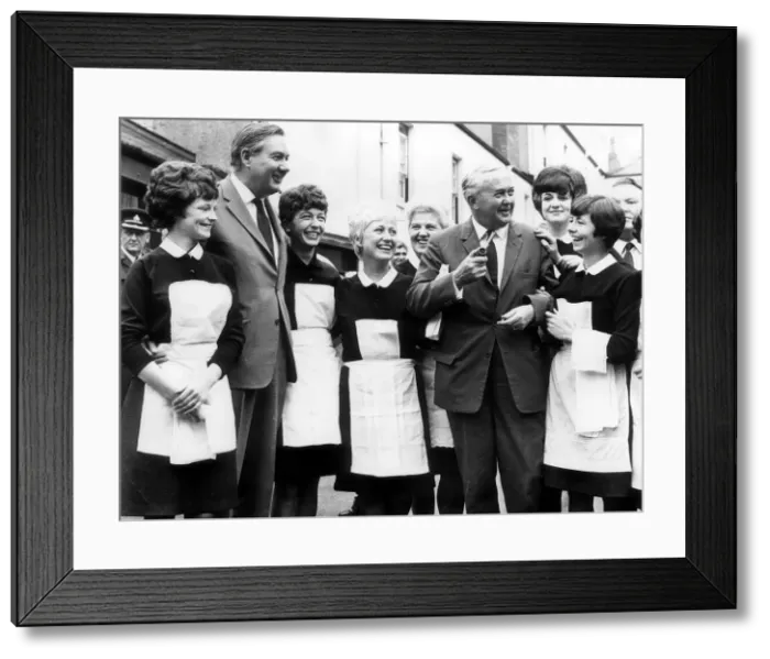 Framed Print : Harold Wilson British Prime Minister - Jul 1967 and James Callaghan with staff at a Framed Print : Harold Wilson British Prime Minister - Jul 1967 and James Callaghan with staff at a