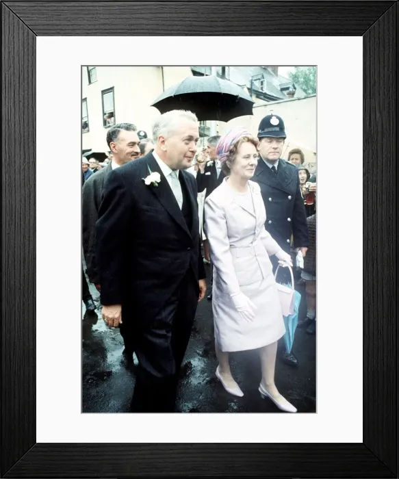 Framed Print : Prime Minister Harold Wilson and his wife at his son Robins wedding