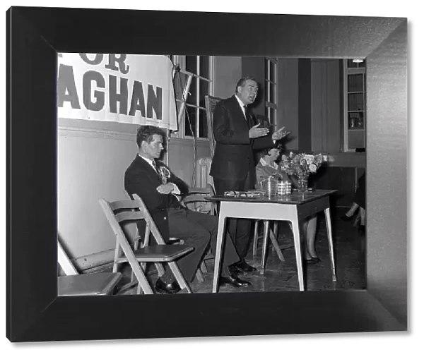 Jim Callaghan MP on the Campaign trail for ther 1964 General Election talks at a meeting