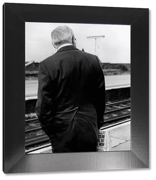 James Callaghan, Leader of the labour Party, pictured on Wigan Station as he awaits