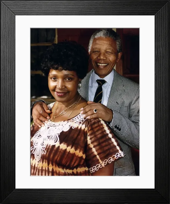 Framed Print : Nelson Mandela South African President with his wife Winnie in 1990