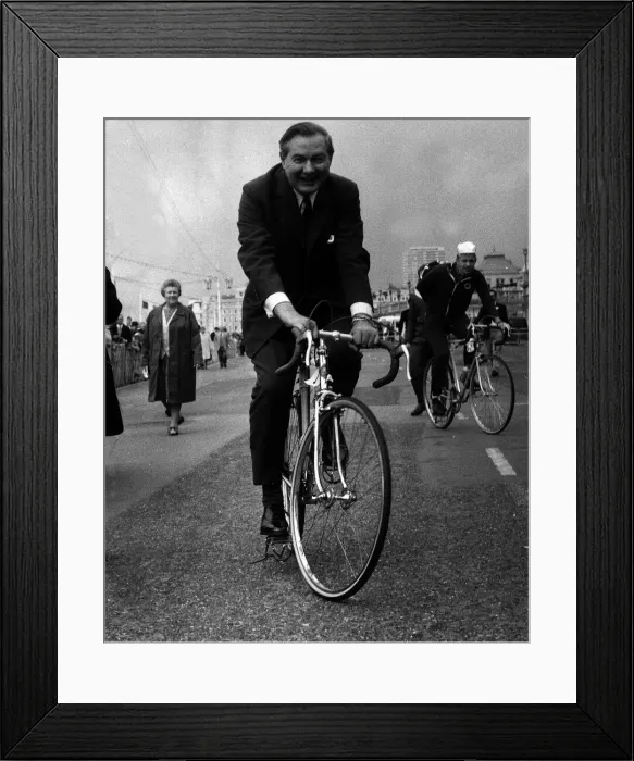 Framed Print : James Callaghan for Labour Prime Minister of Britain participating in the 1968 Milk Race