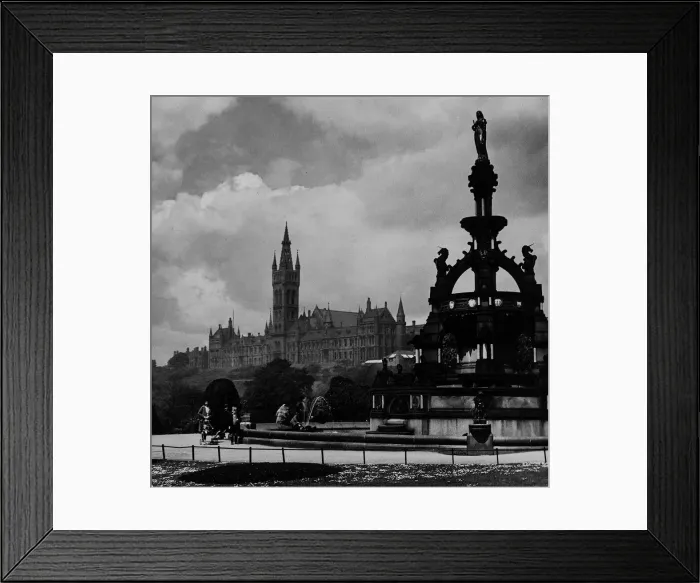 Framed Print : Glasgow University view of main building fountain. 1943 Framed Print : Glasgow University view of main building fountain. 1943