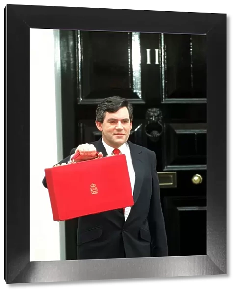 Gordon Brown on Budget day March 1998 poses as he leaves his official residence
