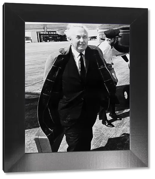 Harold Wilson MP former Prime Minister Leader of the Opposition at Luton Airport 1973