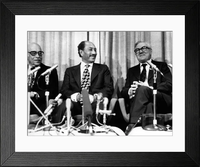 Framed Print : James Callaghan Prime Minister with President Anwar Sadat of Egypt at a press conference