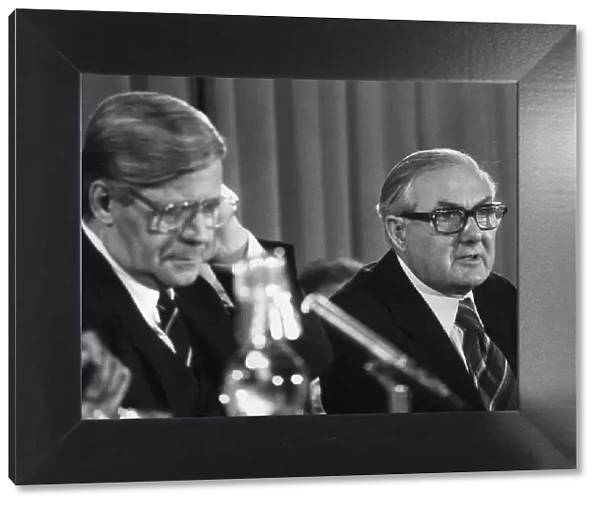 James Callaghan MP Labour Prime Minister with German Chancellor Herr Helmut Schmidt at a