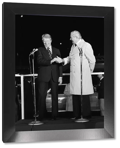 President Jimmy Carter May 1977 arrives at London Airport where he is meet by James