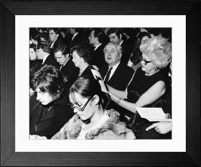 Framed Print : Harold Wilson the Prime Minister at the opening performance of Hamlet 1969