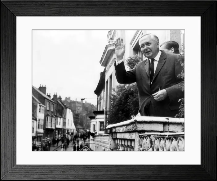Framed Print : Harold Wilson British Prime Minister - Jul 1967 waves to crowds from the Hotel Framed Print : Harold Wilson British Prime Minister - Jul 1967 waves to crowds from the Hotel
