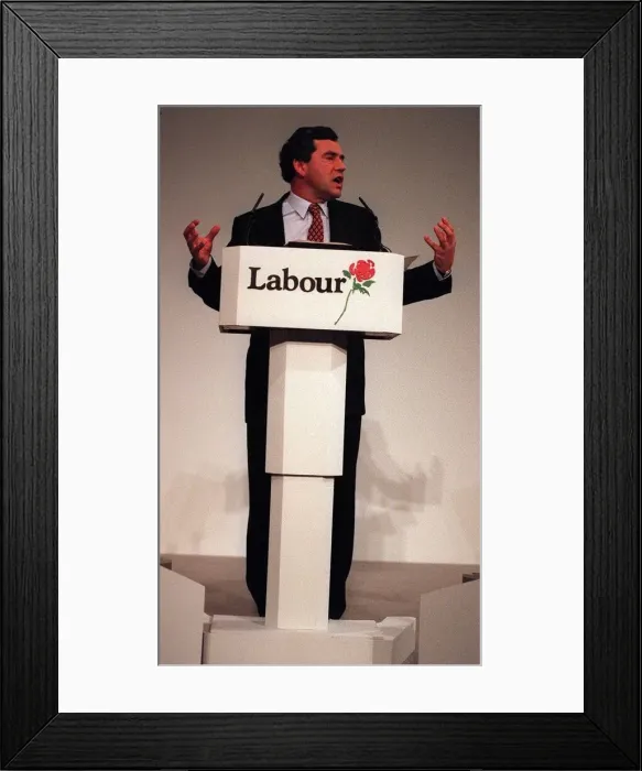 Framed Print : Gordon Brown shadow chancellor speaking on the economy at the Labour Party Conference in Framed Print : Gordon Brown shadow chancellor speaking on the economy at the Labour Party Conference in