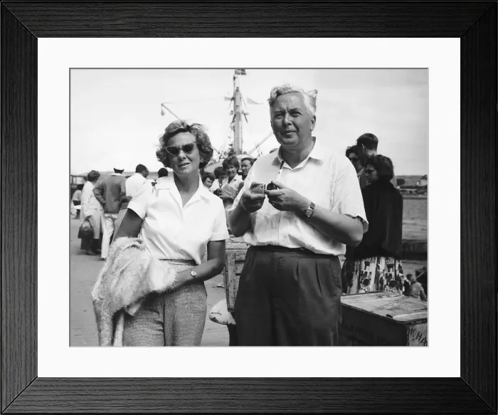 Framed Print : Harold Wilson MP on holiday in the Scilly Islands with his wife Mary 1963 Framed Print : Harold Wilson MP on holiday in the Scilly Islands with his wife Mary 1963