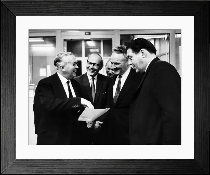 Framed Print : Harold Wilson Prime Minister on a visit to the Daily Mirror 1965 seen here with Hugh