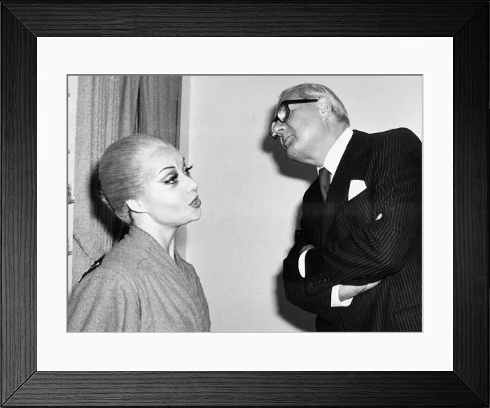 Framed Print : Prime Minister James Callaghan talks to Elaine Paige 1978 backstage at musical play Framed Print : Prime Minister James Callaghan talks to Elaine Paige 1978 backstage at musical play