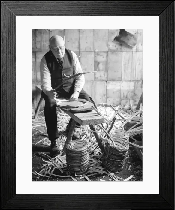 Framed Print : Basket Making. Circa 1930 Framed Print : Basket Making. Circa 1930