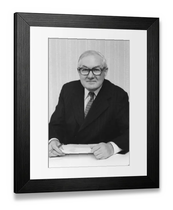 Framed Print : James Callaghan, December 1981 in his new office in the House of Commons, London Framed Print : James Callaghan, December 1981 in his new office in the House of Commons, London
