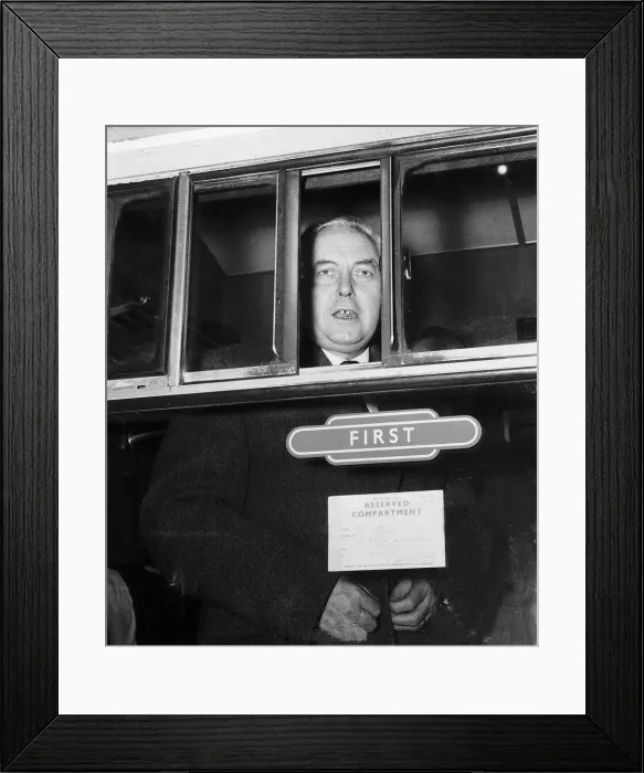 Framed Print : Harold Wilson Prime Minister leaving Euston for Liverpool to attend Daily Mirror Boom Framed Print : Harold Wilson Prime Minister leaving Euston for Liverpool to attend Daily Mirror Boom